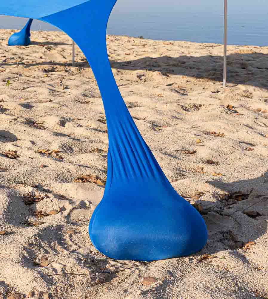 Strandzelt mit Stangen, einfach aufzubauen, Outdoor, Garten, Strand,  Sonnenschutz, UV-Schutz, tragbare Markise, Rot (2,1 x 2,1 m))